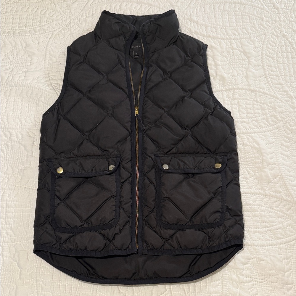 J. Crew Black Quilted Vest with Front Pockets